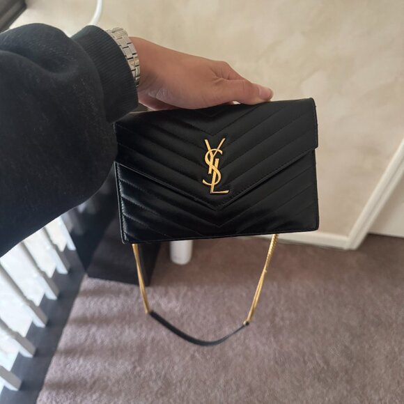 Cassandre Envelope Chain Wallet in Grain Leather YSL - Picture 1 of 8